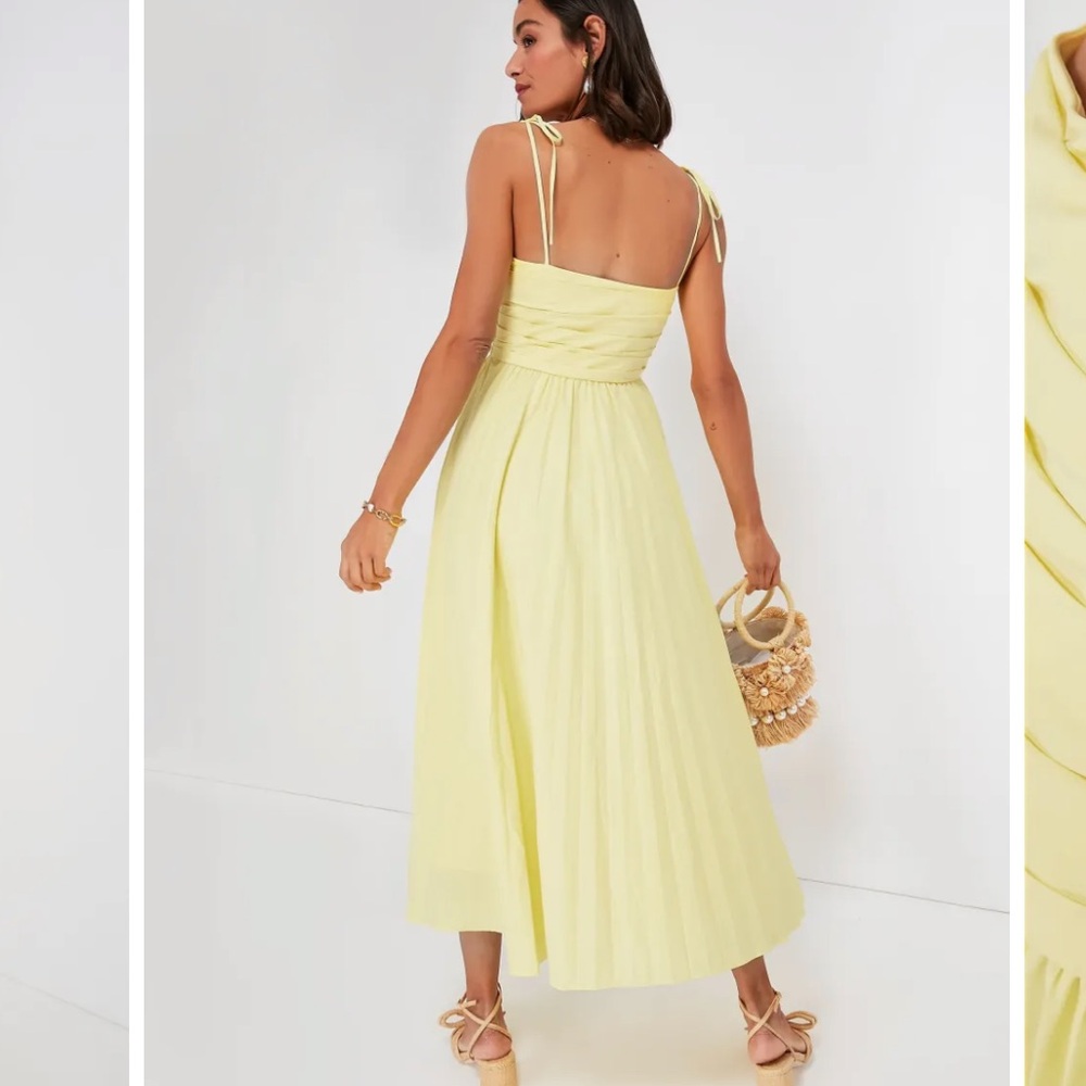 LIKE NEW Jonathan Simkhai LIMONCELLO CAROLINE COTTON POPLIN PLEATED MIDI DRESS - Picture 4 of 9
